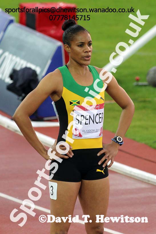 Kaliese Spencer (jamaica) winner of the 400 metres hurdles at the Commonwealth Games, Glasgow. Photo: David T. Hewitson/Sports for All Pics